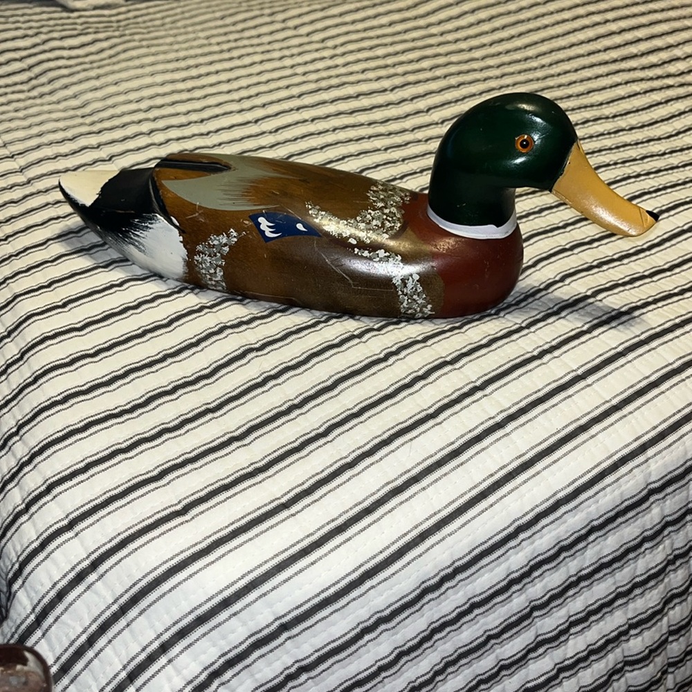 Vintage Wooden Mallard Duck Decoy, Vintage Wood Hand Painted Mallard Duck - Picture 8 of 8